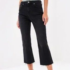 Topshop Editor Straight Black Gray Cropped Jeans